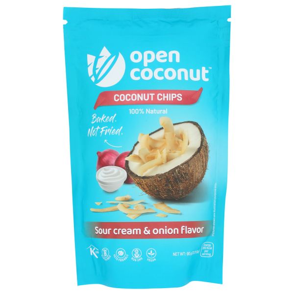 OPEN COCONUT: Coconut Chips Sour Cream and Onion Flavor, 90 gm