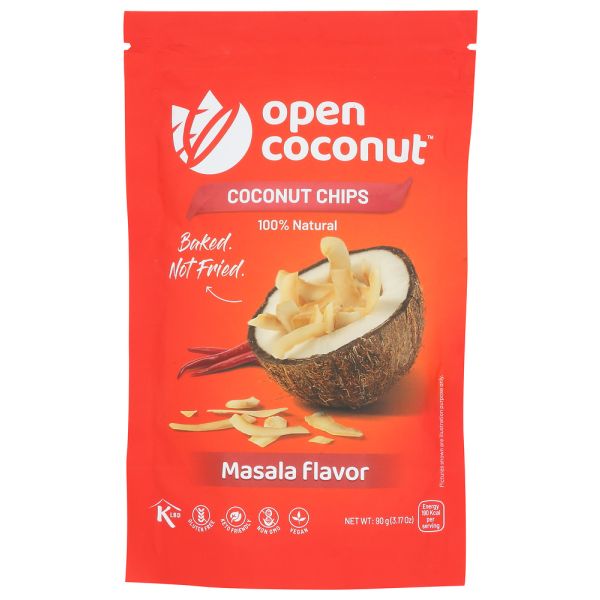OPEN COCONUT: Coconut Chips Masala Flavor, 90 gm
