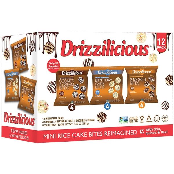 DRIZZILICIOUS: Mini Rice Cakes Variety Pack 12Pc, 8.88 oz