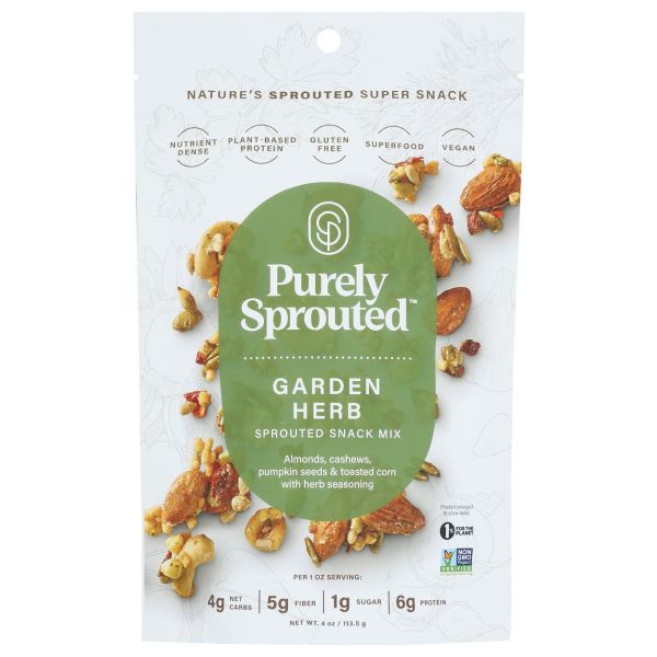PURELY SPROUTED: Garden Herb Sprouted Snack Mix, 4 oz