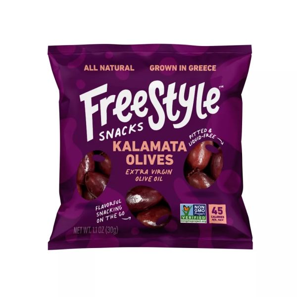 FREESTYLE SNACKS: Kalamata Olives Extra Virgin Olive Oil, 1.1 oz