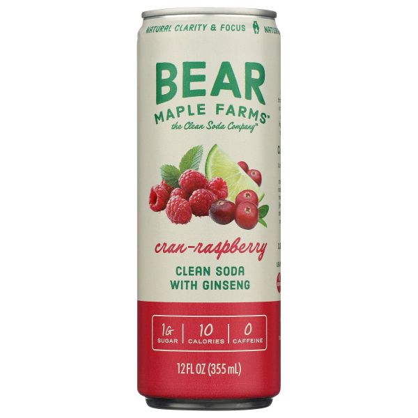 BEAR MAPLE FARMS: Cran Raspberry Clean Soda With Ginseng, 12 fo