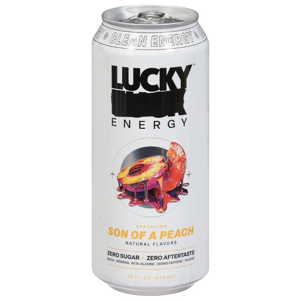 LUCKY ENERGY: Son of a Peach Energy Drink, 16 fo