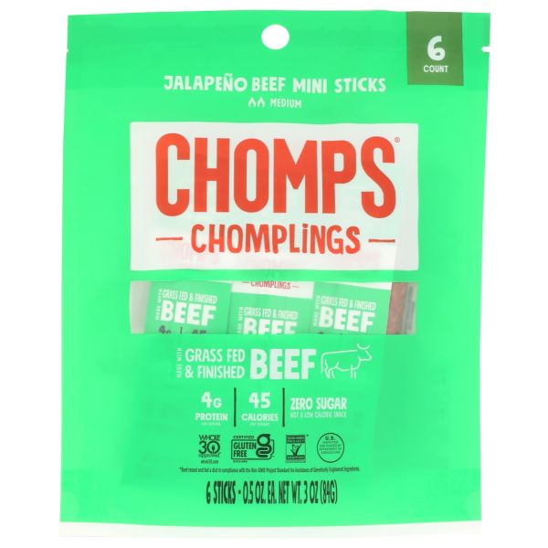 CHOMPS: Jalapeno Beef Chomplings 6 Mini Sticks, 3 oz