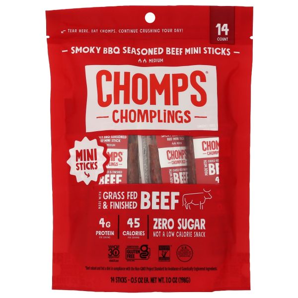 CHOMPS: Smoky Bbq Seasoned Beef Chomplings 14 Mini Sticks, 7 oz
