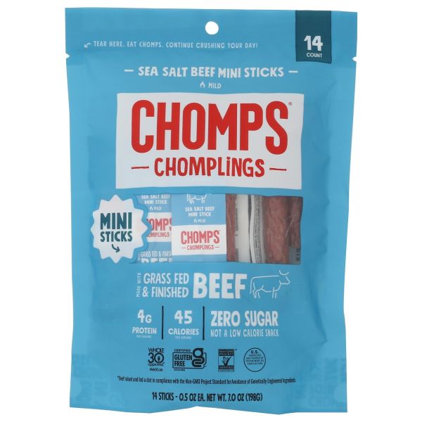 CHOMPS: Sea Salt Beef Chomplings 14 Stick, 7 oz