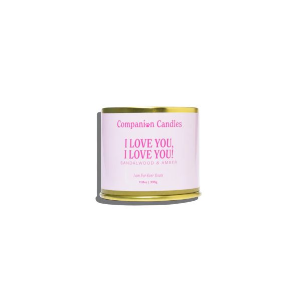 COMPANION CANDLES: I Love You I Love You Sandalwood And Amber Candle Tin, 11.8 oz