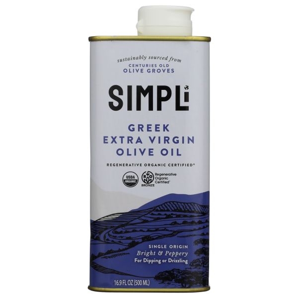 SIMPLI: Regenerative Organic Certified Greek Extra Virgin Olive Oil, 16.9 fo