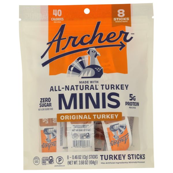 ARCHER: Original Mini Turkey Sticks 8pc, 3.68 oz