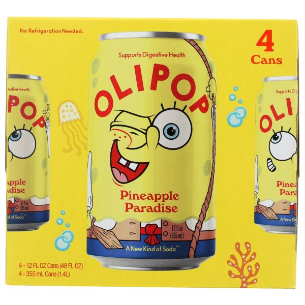 OLIPOP: Spongebob Pineapple Paradise 4Pk Soda, 48 fo