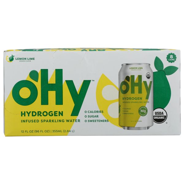 OHY: Lemon Lime Hydrogen Sparkling Water 8Pack, 96 fo