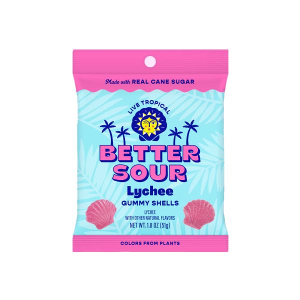 BETTER SOUR: Lychee Gummy Shells Candy, 1.8 oz