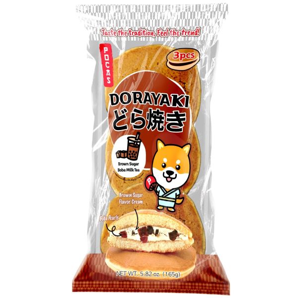 POCAS: Dorayaki Brown Sugar Boba Milk Tea Pack 3Pc, 5.82 oz