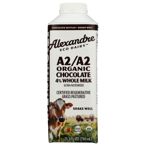 ALEXANDRE FAMILY FARM: Organic Milk A2A2 Chocolate 4 Percent Whole Milk, 25.3 fo