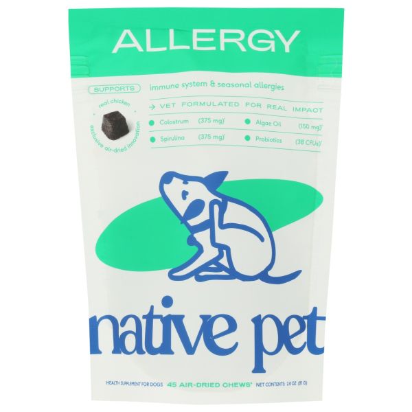 NATIVE PET: Allergy Chews Dog Supplement 45ct, 2.8 oz 