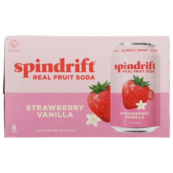 SPINDRIFT: Strawberry Vanilla Soda 6Pack, 72 fo