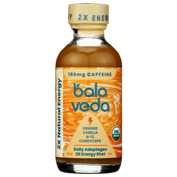 BALAVEDA: Organic Supersonic Citrus 2x Energy Shot Orange Vanilla, 2 fo