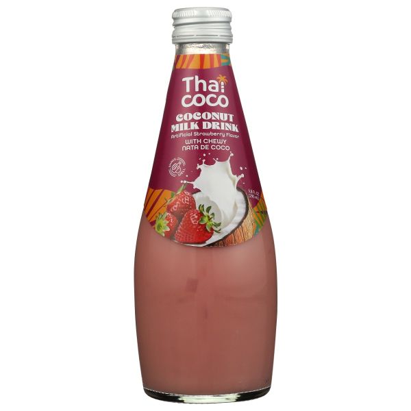 THAI COCO: Strawberry Coconut Milk Drink with Nata De Coco, 9.81 fo