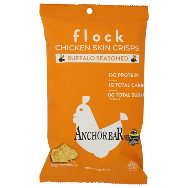 FLOCK: Buffalo Seasoned Chicken Skin Crisps, 4 oz