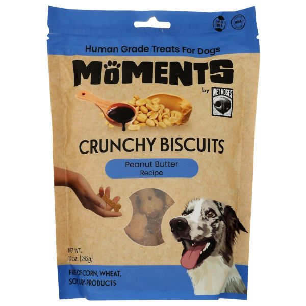 MOMENTS BY WET NOSES: Crunchy Biscuit Peanut Butter Dog Treat, 10 oz