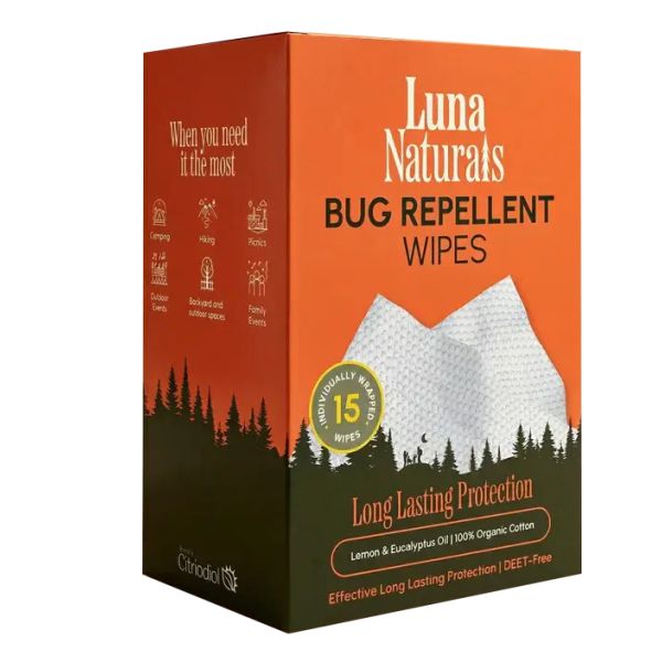 LUNA NATURALS: Mosquito Repellent Wipes, 15 pk