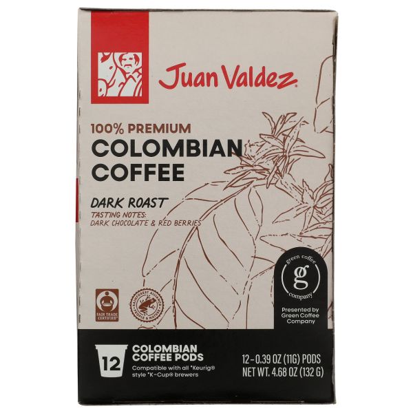 JUAN VALDEZ COFFEE: Colombian Coffee Pods Dark Roast 12ct, 4.56 oz
