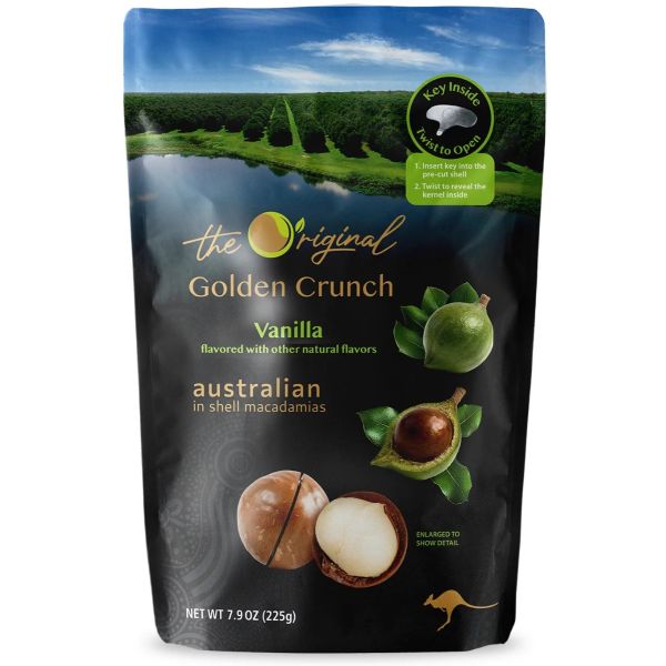 GOLDEN CRUNCH: Vanilla Macadamias, 7.9 oz