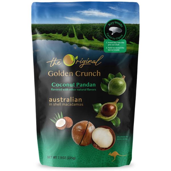 GOLDEN CRUNCH: Coconut Pandan Macadamias, 7.9 oz