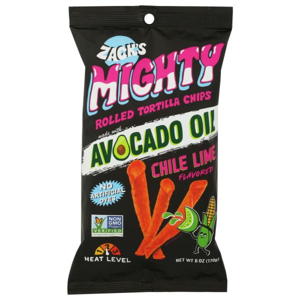 ZACKS MIGHTY: Rolled Tortilla Chips Avocado Oil Chile Lime, 6 oz
