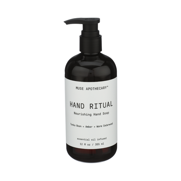 MUSE APOTHECARY: Hand Ritual Tonka Bean Amber Warm Cedarwood Nourishing Hand Soap, 12 fo