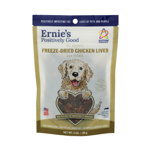 ERNIE'S ELS: Freeze-Dried Chicken Liver Dog Treats, 3 oz