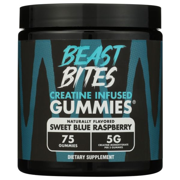 BEAST BITES: Creatine Infused Gummies Sweet Blue Raspberry, 75 pc