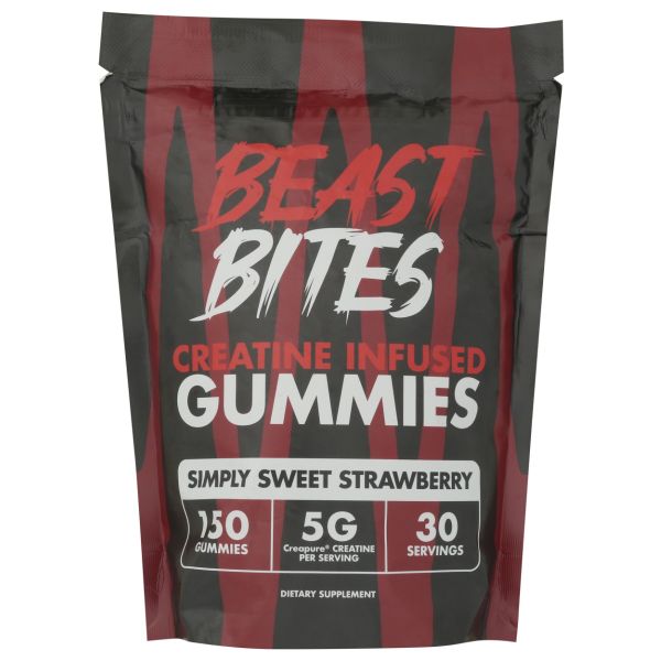 BEAST BITES: Creatine Infused Gummies Simply Sweet Strawberry, 150 pc