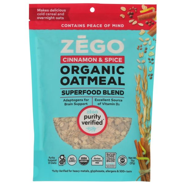 ZEGO: Superfood Blend Organic Oatmeal Cinnamon And Spice, 11 oz