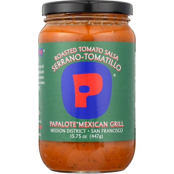 PAPALOTE SALSA: Salsa Roasted Tomato Serrano Tomatillo, 15.75 oz