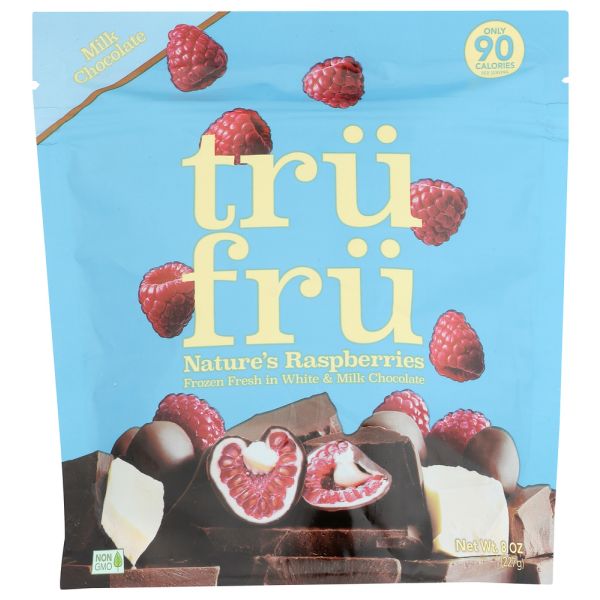 TRU FRU: Nature's Raspberries Hyper-Chilled in White and Milk Chocolate, 8 oz