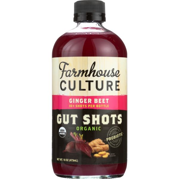 FARMHOUSE CULTURE: Beverage Gut Shots Ginger Beet, 16 oz