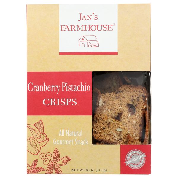 JANS FARMHOUSE: Cranberry Pistachio Crisps, 4 oz