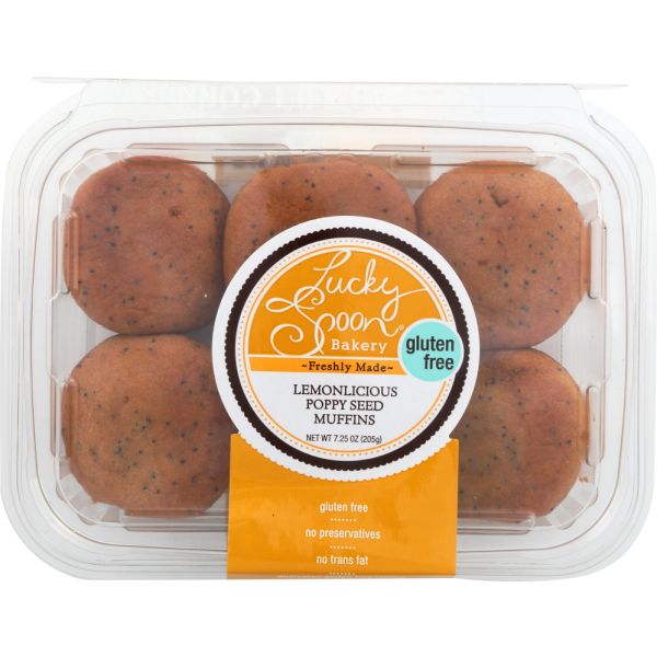 LUCKY SPOON: Gluten Free Lemonlicious Poppy Seed Muffins, 7.25 oz