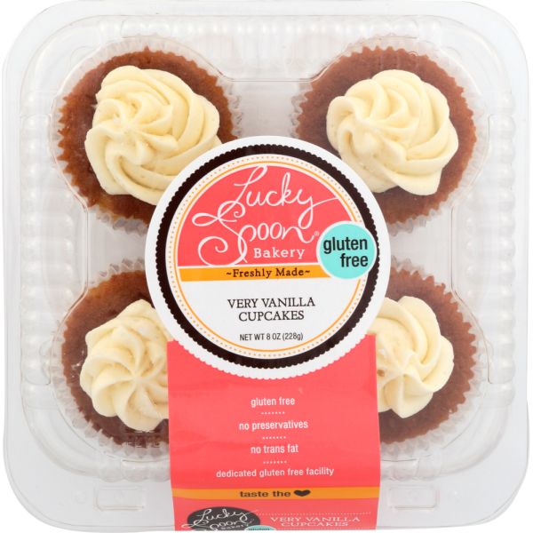 LUCKY SPOON: Gluten Free Very Vanilla Cupcake, 8 oz