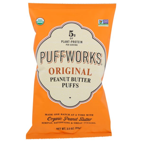 PUFFWORKS: Organic Peanut Butter Puffs Original, 3.5 oz