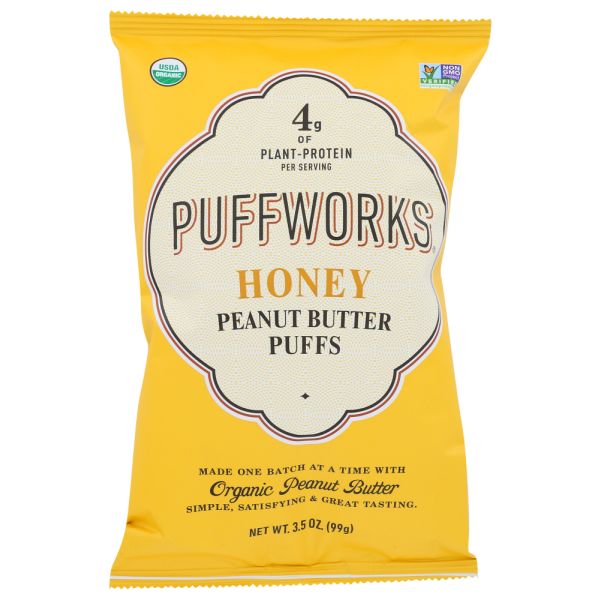 PUFFWORKS: Organic Honey Peanut Butter Puffs, 3.5 oz