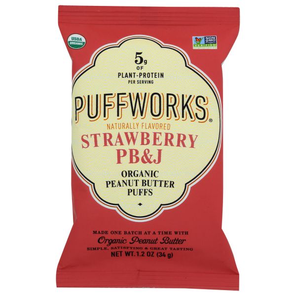 PUFFWORKS: Organic Strawberry Pb and J Peanut Butter Puffs, 1.2 oz