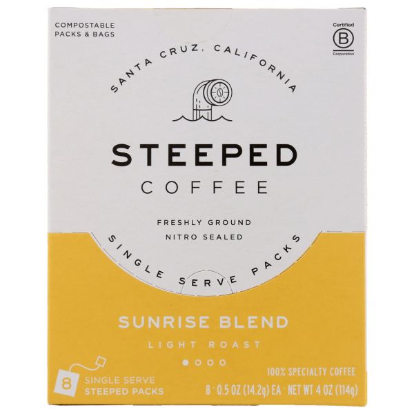 STEEPED COFFEE: Sunrise Blend Light Roast, 8 bg