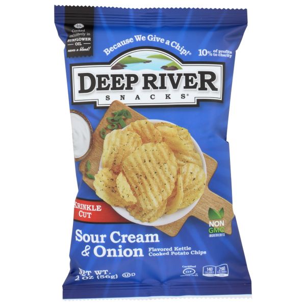 DEEP RIVER: Sour Cream and Onion Kettle Chips, 2 oz