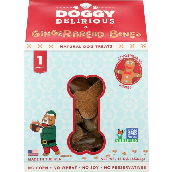 DOGGY DELIRIOUS: Gingerbread Bones Dog Treats, 16 oz