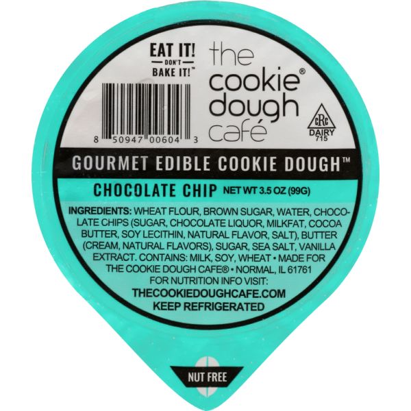 COOKIE DOUGH CAFE: Chocolate Chip Gourmet Edible Cookie Dough, 3.50 oz