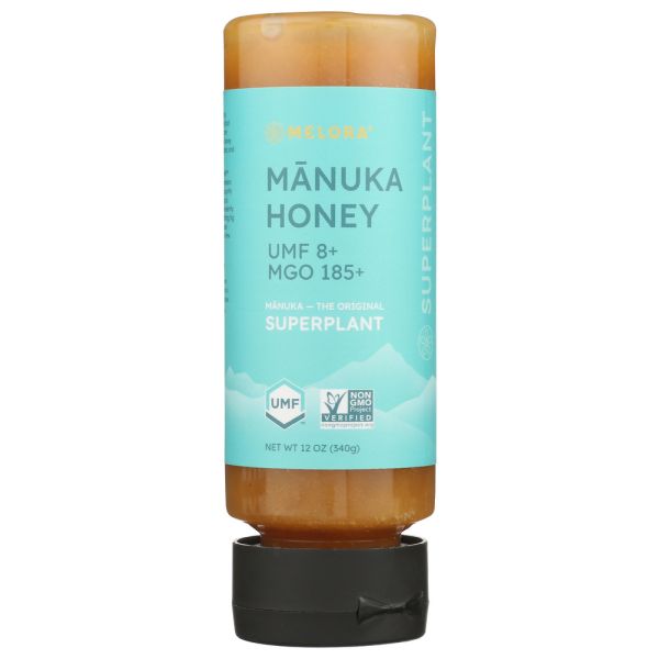 MELORA: Manuka Honey UMF8 Squeeze Bottle, 12 oz