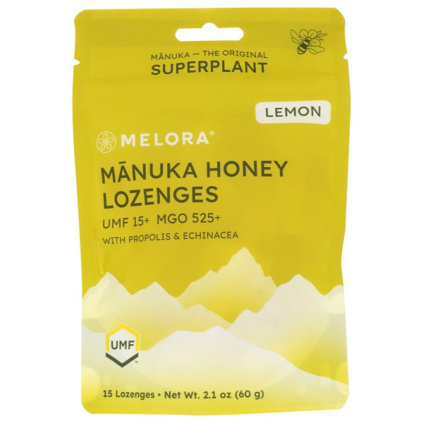 MELORA: Lemon Manuka Honey Lozenges, 2.1 oz