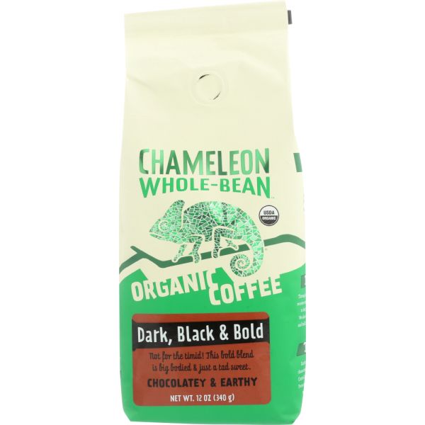 CHAMELEON COLD BREW: Whole Bean Organic Coffee Chocolatey and Earthy Dark Black and Bold, 12 oz